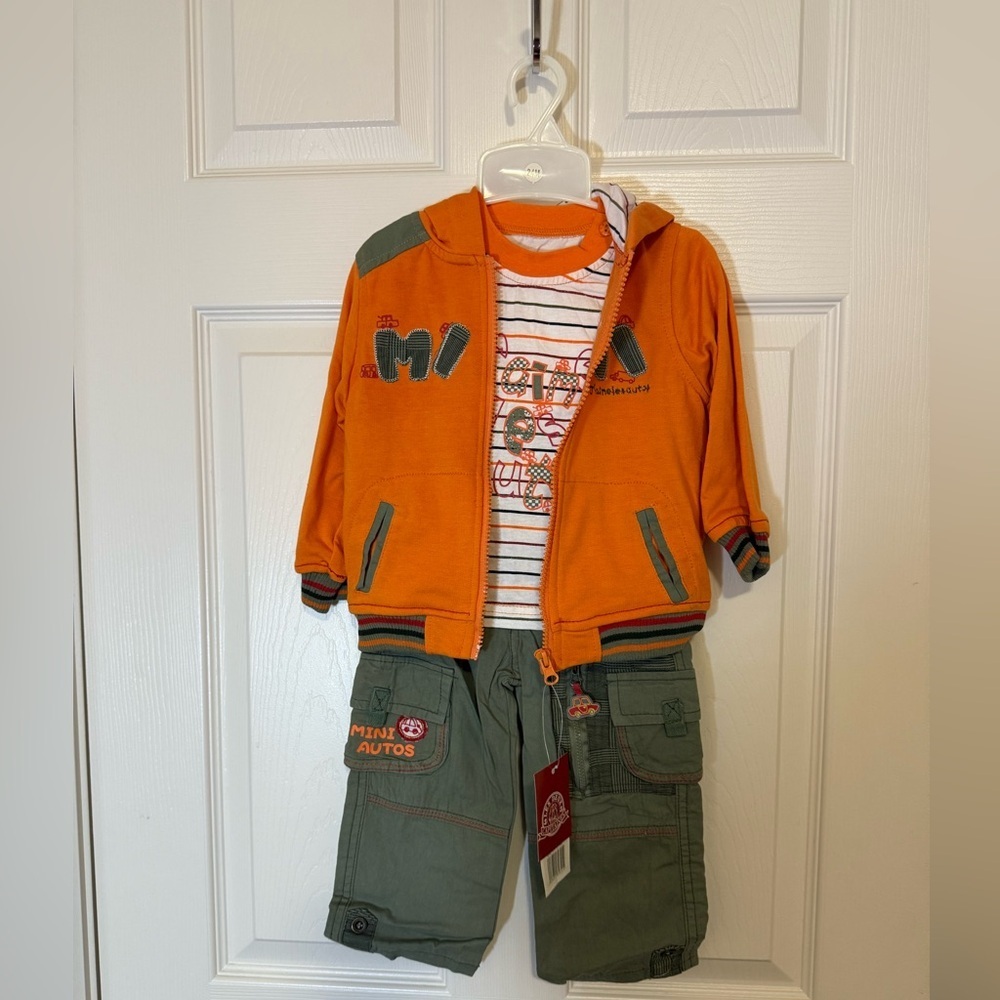 4/$20 Lea Deux orange 3 piece boys set- NWT- size 24 months